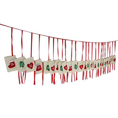 Calendrier de l'Avent de Noël 24 poches en feutre pour éviter les surprises jetables