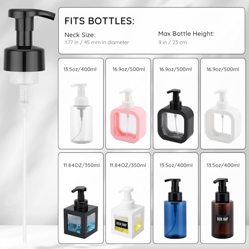 Image of Segbeauty 3pcs Black Foam Pump Replacement for Soap Dispenser, Bathroom Foaming Hand Soap Pump Replacement for Foamer Bottle, 42 Thread Size Kitchen Face Hand Wash Foaming Bottle Lid Reusable