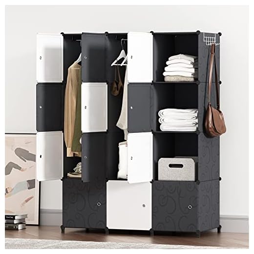 PREMAG Armario portátil para Colgar la Ropa, ropero Combinado, Armario Modular para Ahorrar Espacio, Ideal Organizador de Almacenamiento Cubo para Libros, Juguetes, Toallas (12-Cube)