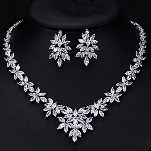 Joyería para mujer de regalo nupcial con collar de cristal de boda y pendientes de flor