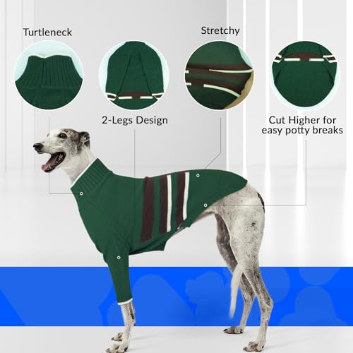 Whippet Mantel, Hundepullover Windhund Hundemantel Windhund Greyhound Sweater Weich Weihnachtspullover Whippet Kleidung Italienischer Windhund Jacke Hundeschlafanzug(Armeegrün, S)