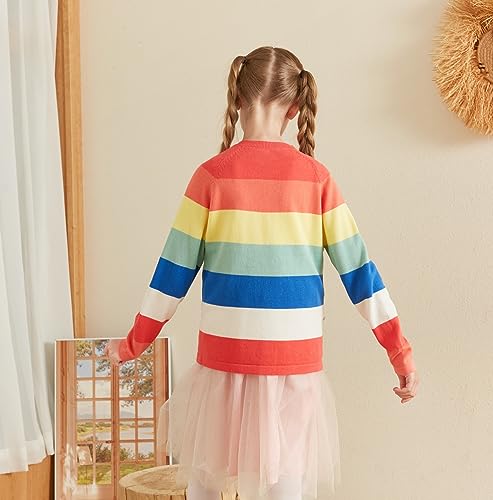 UMELOK Girls Cardigan School Uniform Sweater Crew Neck Long Sleeve Cotton Sweaters4