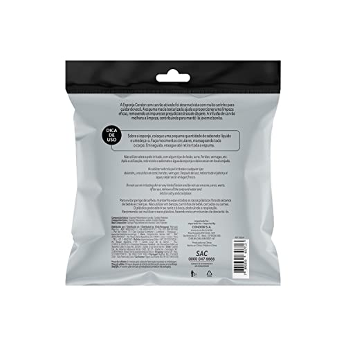 Condor, Esponja de Banho, Spa, Macia, Com Carvão Ativado, Limpeza Eficaz, Remove as Impurezas