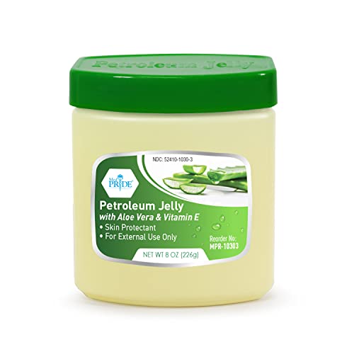MED PRIDE Petroleum Jelly with Aloe Vera & Vitamin E, 8 oz – Skin Protectant and Moisturizing Ointment for Dry or Irritated Skin, Rashes, Chapped Lips, Minor Cuts, Burns and Diaper Rash