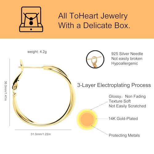 ToHeart Gold Twisted Hoop Earrings For Women Lightweight And Minimalist Gift2