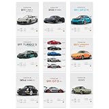 Komergave 9 Stück Auto Poster Supercar Car Poster Leinwand 