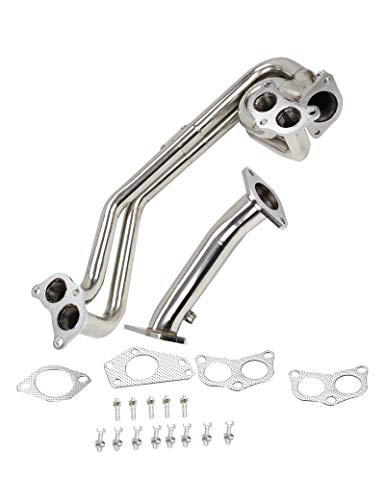 BLACKHORSE-RACING Unequal Slip Joint Exhaust Manifold Header with Up Pipe Compatible with 2002-2016 Subaru Impreza Forester WRX/STi