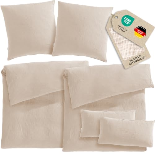 Pure Label Musselin Bettwäsche 6tlg 2x155x220+2x80x80+2x40x80 Anthrazit – Ansicht 1