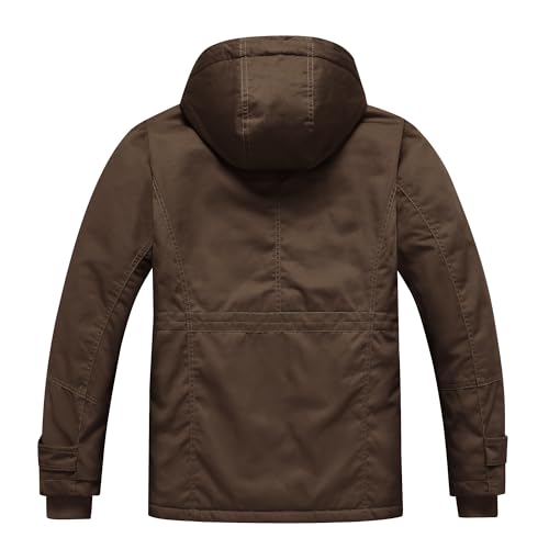 Men's Thick Winter Jackets Fleece Lined Thick Jackets Hood Work Jackets Coat Cotton Military with Cargo Pockets2