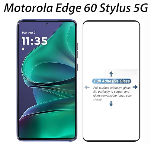 Image of Tempered Glass Screen Protector Compatible For Motorola Edge 60 Stylus 5G /Moto Edge 60 Stylus 5G Black Cellphone With Edge To Edge Coverage And Easy Installation Kit