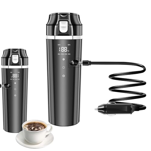 Hervidor eléctrico del coche, taza de viaje eléctrico para coche,Caldera de agua de caldera de coche de 500 ml | Calentador de agua de café automático de aislamiento, ajustes de temperatura entera