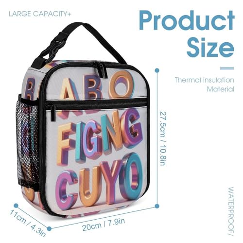 Colorful Letters Printed Backpack With Lunch Pack Storage Box Case 3pcs Lightweight Travel Backpack4