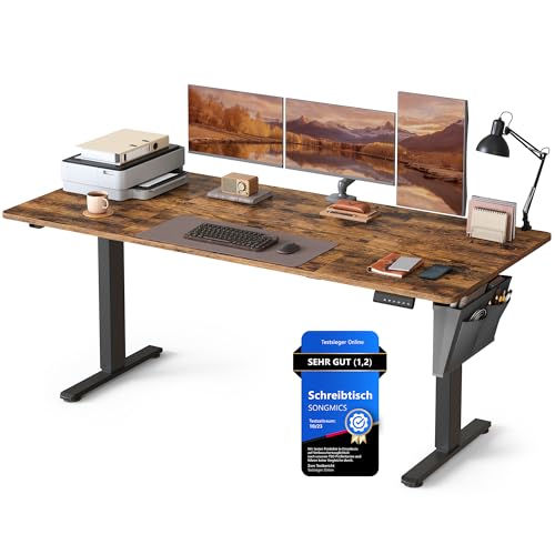 SONGMICS Höhenverstellbarer Schreibtisch elektrisch, 180 x 80 cm, Verstellbarer Tisch, Memory-Funktion für 4 Höhen, für Büro, vintagebraun LSD138K01 SONGMICS Höhenverstellbarer Schreibtisch elektrisch, 180 x 80 cm, Verstellbarer Tisch, Memory-Funktion für 4 Höhen, für Büro, vintagebraun LSD138K01