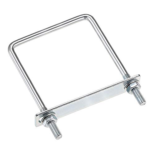uxcell Square U-Bolts 3-1/2"(90mm) Inner Width Carbon Steel M8 with Nuts, Frame Plate, Round Washers