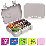 TAKWAY Brotdose Kinder mit Fächern 4+2 - robust & kinderfreundlich - Bento Box Lunchbox für KiTa Schule Kindergarten - Brotbox Vesperbox Jausenbox (grau)