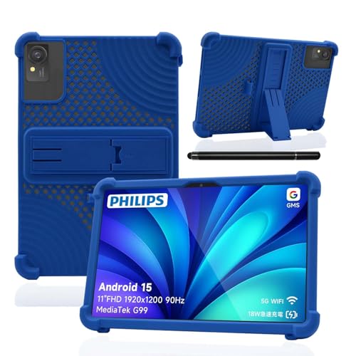 PHILIPS T8015 �Ή� �P�[�X �J�o�[ KONXISA 11�C���` �^�u���b�g �V���R�[���P�[�X �u���P�b�g�@�\ �p�x���� �ϏՌ� ���ϋv ���M���ƒʋC�� �X�^�C���X�y���t���i�u���[�j