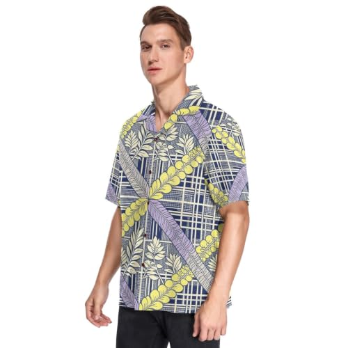 Chemise hawaïenne violette avec motif Palaka Pua Kalaunu unique et coupe boutonnée - 2