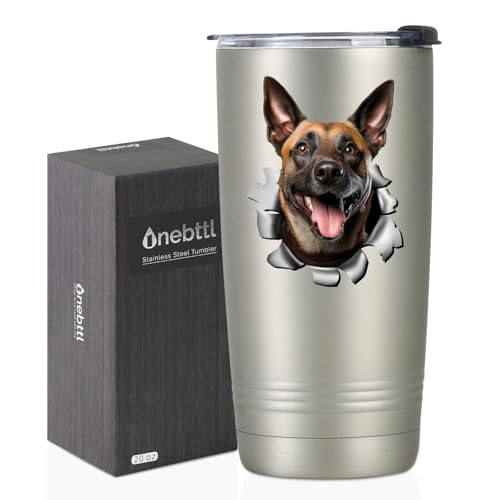 Onebttl Belgian Malinois Gifts, Funny 3D Dog 20oz Insulated Tumbl...