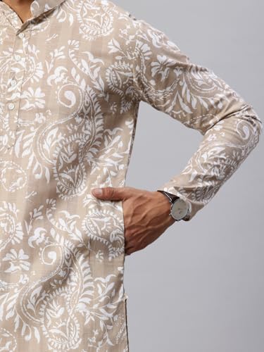 Image of Majestic Man Men's Cotton Regular Fit Ethnic Motifs Printed Long Kurta