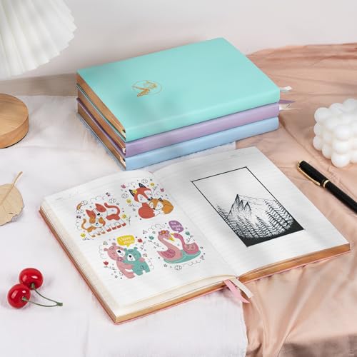 Billtigif Diário feminino, 256 páginas, caderno fofo, diário forrado de couro, adequado para trabalh