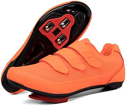 Mens Womens Indoor Cycling Shoes Compatible with Peloton Bike Shoes Cycling Shoes with Delta Cleats Clip Outdoor Pedal SPD Road Bike Shoes,Orange