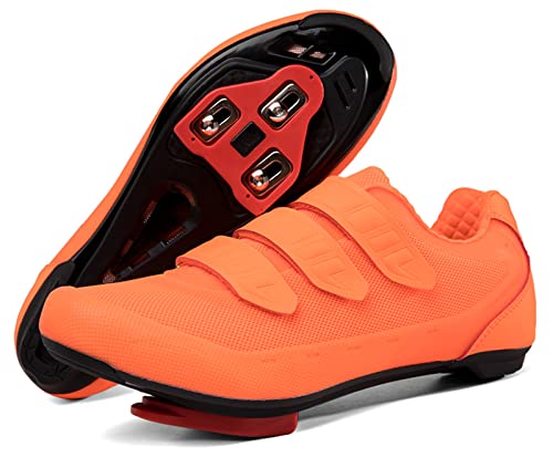Mens Womens Indoor Cycling Shoes Compatible With Peloton Bike Shoes Cycling Shoes With Delta Cleats Clip Outdoor Pedal Spd Road Bike Shoes,Orange #TOP10