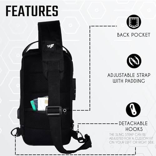 Image of F Gear Danube Black 4L Crossbody Bag with USB Charging Port & Number Lock | 1 Compartment & 1 Pocket | Anti-Theft, Compact, Durable & Water-Resistant Sling Bag | Stylish Travel Sling for Men & Women