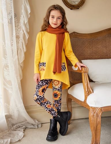 Image of Arshiner Little Girls Outfits Cute Clothing Sets Long Sleeve 2pcs Pants Sets with Pockets