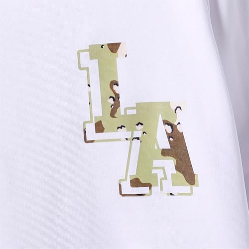 Image of Boy Clothes Plant Camouflage Pants LA Letter Print Top Sweatsuit Fall Boys Outfits Set