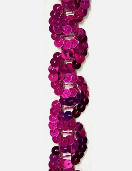1 Pcs 1" Fuchsia Scroll "S" Sequin Trimming 10 Continuous Yards -Rk5