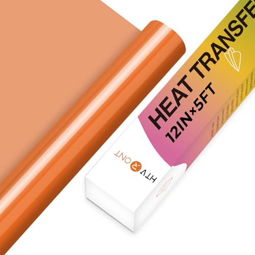 Image of HTVRONT HTV Vinyl Rolls Heat Transfer Vinyl - 12 inch x 5ft Orange HTV Vinyl | Iron on Vinyl for T-Shirts , HTV Vinyl for All Cutter Machine - Easy to Cut & Weed for Heat Vinyl Design (Orange)