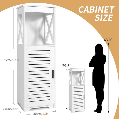 YIGANG Waterproof Bathroom CabinetsWhite Bathroom Storage Shelf Organizer Cupboard with Daily use Layer and 1 Cupboard Door XX