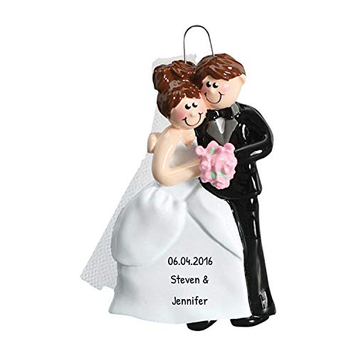 Personalized Wedding Ornaments - Mr Mrs Ornaments 2022 - Cozy Wedding Couple Brunette Ornament, Our First Christmas Married Ornament 2022, Newlywed Christmas Ornament 2022- Free Customization #TOP11
