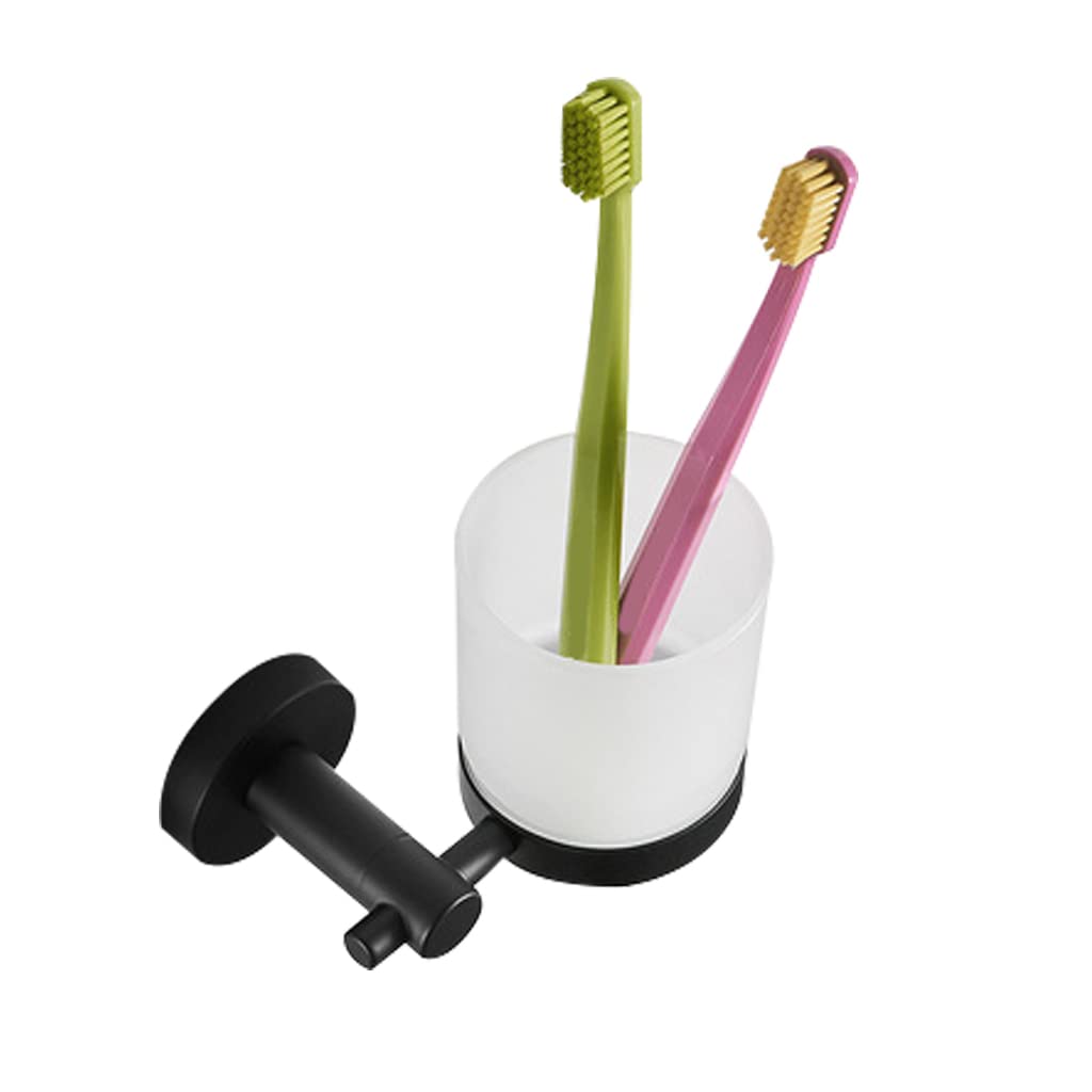 Wall Mounted Toothbrush Holder with Cup Toothpaste Stand Bathroom Countertop Organizer Stand Accessory for Toothbrush Bathroom Wall Mount