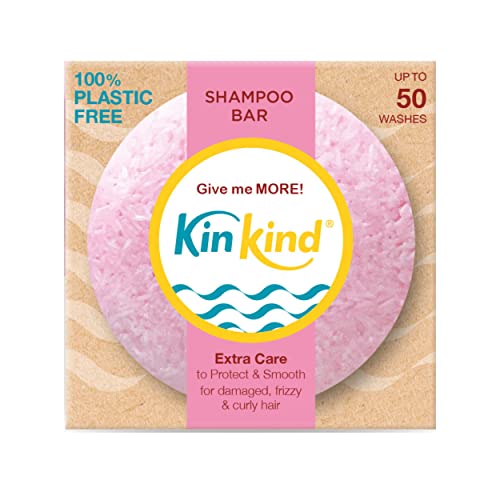 KinKind Give me MORE! Shampoo Bar for for Curly Damaged & Frizzy hair. Extra Care & Protection. Up to 50 washes. Vegan. No silicones or parabens. UK made. 50g