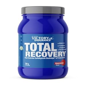 VICTORY ENDURANCE Total Recovery (750g) Sabor Sandía, Preparado Bebida Post-Entreno de Carbohidratos Electrolitos y Proteínas, Con BCAA 2:1:1, 12 Vitaminas y 9 Minerales, Recuperación Rápida