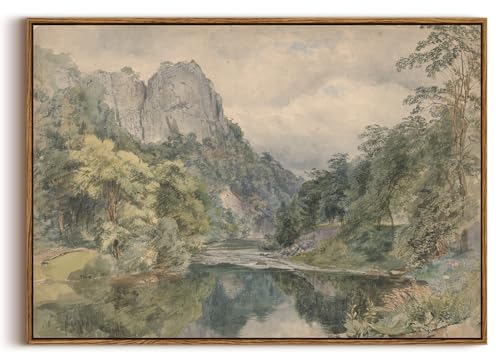 Image of KISSFOX Vintage Framed Wall Art Decor Rustic Landscape Pictures Wall Decor Spring Wildflowers Scenery Canvas Art Prints Countryside Cottage Paintings Artwork For Bedroom Living Room Kitchen