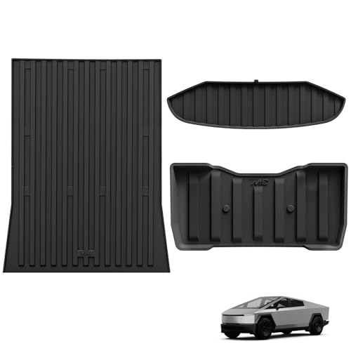 3W Tesla Cybertruck Pickup Trunk Mat Set 2023 2024 2025,TPE All Weather Custom Fit Pickup Frunk Mat Cargo Liner Set, Black