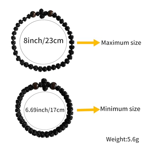 Orthodox Prayer Rope Bracelet, 2-Pack Black Chotki Komboskini, Christian Prayer Beads with Cross (Black)