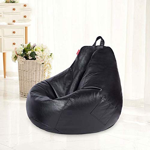 Rtmx&Kk Living Room Single Pu Leather Bean Bag Lazy Sofa Comfortable Leisure Sofa Tatami Multifunction Chair Stools Ottoman For Adults Kids Teens No Filler,Black,Xxl #TOP1