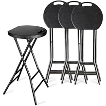 YOMT Folding Stools for Adults Portable, Backless 24 inch Folding Bar Stools, Heavy Duty Foldable Stools with Handle for Kitchen Counter Room Home Camping Indoor Outdoor, Set of 4