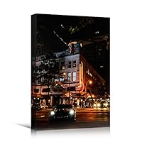 Canvas Wall Art Street View Cityscape Colorful Contemporary Multicolor Neon Photography Places - 12x18 inches