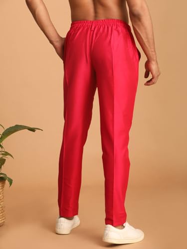 Image of VASTRAMAY VM Mens Silk Blend Kurta Pyjama Set - Classic Ethnic Attire for Timeless Style and Cultural Celebrations | Soft Comfortable Solid Full Sleeves Kurta and Churidar Pyjama Set