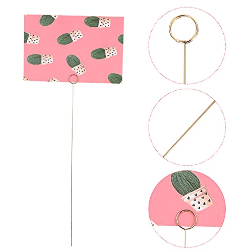 ULTNICE 50 peças de suporte de cartão redondo de anel dourado prendedores de palhetas florais para f