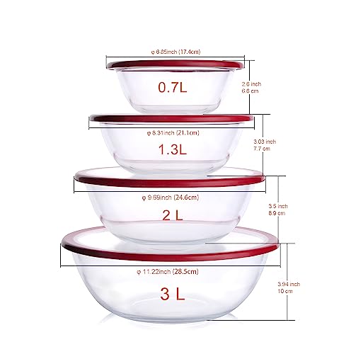 Set de 8 tazones de vidrio con tapa para mezclar miniatura 2