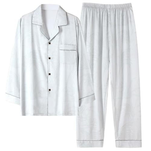 Pyjama en soie fine pour homme avec cardigan élégant TXQHD