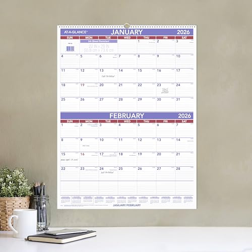 Image of AT-A-GLANCE 2026 Wall Calendar, 22 inch x 29 inch, Large, 2-Month Reference (PM92826)