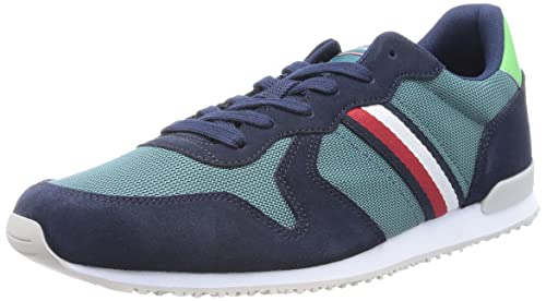 Tommy Hilfiger Hombre Sneaker Suela Cupsole Iconic Seasonal Mix Runner Zapatillas, Verde (Frosted Green), 42 EU