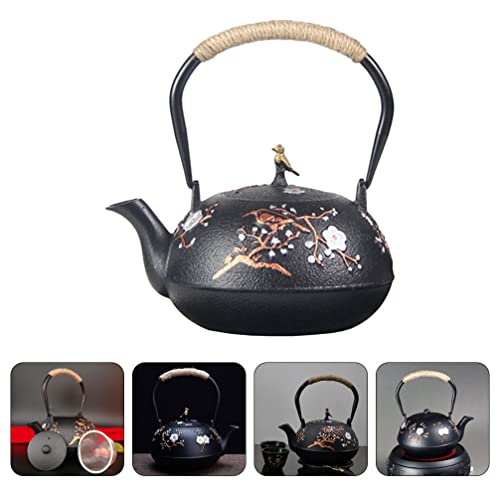Bule de Ferro Fundido Japonês: Chaleira de Fogão com Infusor de Malha Removível Máquina de Chá de Fo