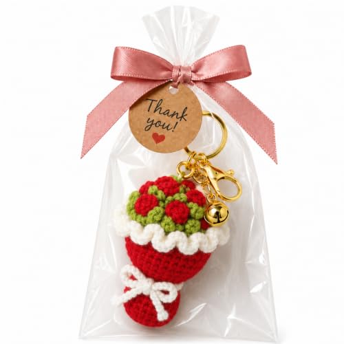 Porte-clés bouquet en crochet haut de gamme fait main sous coffret